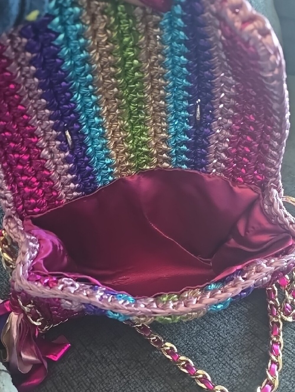 Multicolor Handwoven Crossbody Bag with Tassel - Picture 3 of 6